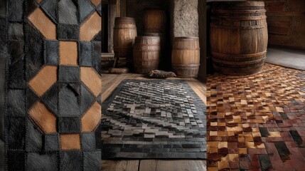old wooden barrels