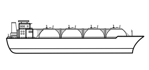 Gas carrier ship design elements in minimalist outline style.