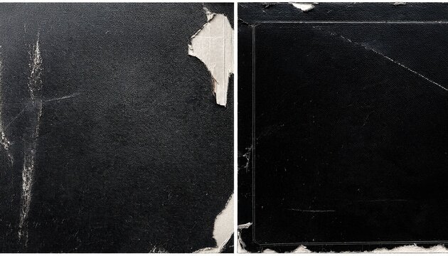 Old Black Empty Aged Vintage Retro Damaged Paper Cardboard Photo Card Blank Frame Front And Back Side Rough Grunge Shabby Scratched Texture Distressed Overlay Surface For Collage High Quality