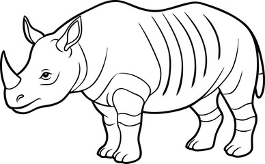 Fototapeta premium Rhinoceros Illustration – Wild Animal, Safari Wildlife, Endangered Species, and Rhino Outline Drawing