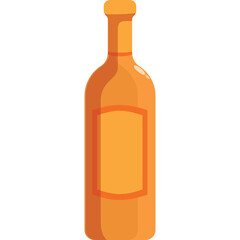 A Tall Orange Glass Bottle With A Label Area On A Transparent Background