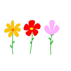 Simple Flat Colorful Flower Icon Set