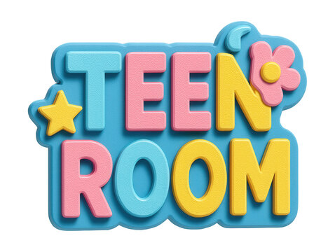 Custom 3D printed plastic sign for a personalized touch in a teen's room.