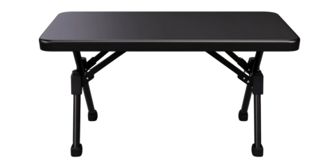 Black folding utility table with metal legs, cut out transparent