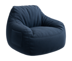 A bean bag chair featuring a side pocket, ideal for holding remote controls in a media
