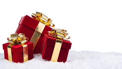 Fototapeta premium Luxurious Christmas gifts with studio lighting and text space