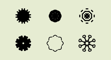 Collection of abstract geometric circular decorative ornaments and symbols