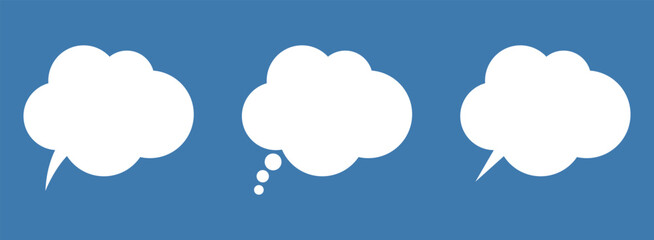 White Speech and Think Bubble Icon - Empty Chat and Thought Cloud Symbol, Communication Design Element.
