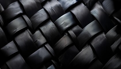 Close Up Macro Detail Of A Black Carbon Fiber Surface With Intricate Woven Texture And High Tech Appearance