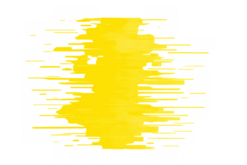 Yellow glitch art paint smudge on transparent background displaying abstract digital distortion effect
