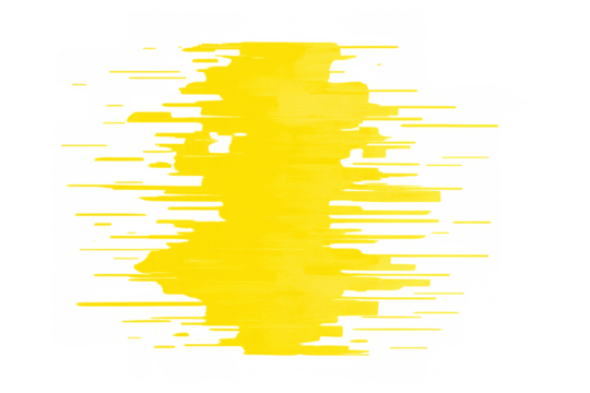 Yellow glitch art paint smudge on transparent background displaying abstract digital distortion effect