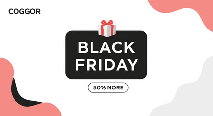 Black Friday sale banner with gift box icon Retail marketing and promotional design