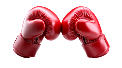 Pair of Red Leather Boxing Gloves, cut out transparent