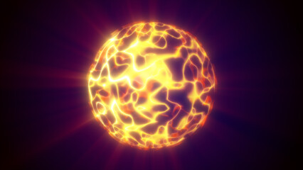 Bright golden plasma sphere with glowing lava-like energy veins