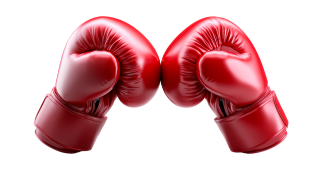 Pair of Red Leather Boxing Gloves, cut out transparent