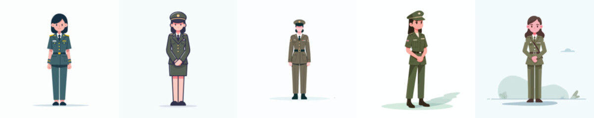 vector of a female army soldier standing