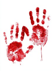 bloody handprints smeared on a surface isolated on a white transparent background