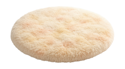 Soft round rug with cushioning, ideal for a cozy reading corner in any apartment.