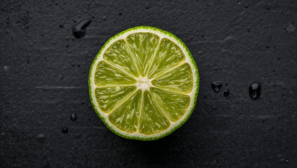 A quartered lime, its vibrant green flesh and translucent membranes in meticulous focus
