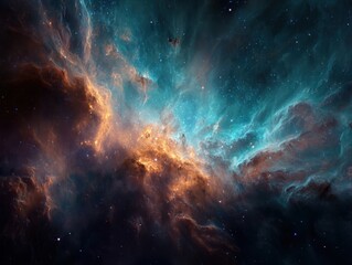 Fototapeta premium Ethereal Nebula Swirls Cosmic Clouds Interstellar Dust and Vibrant Gases Breathtaking Space Art Digital Illustration Space Exploration and Deep Space Phenomena