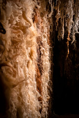 A stunning room with sheep wool installations