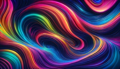 Obraz premium Generate An Abstract Digital Art Piece Featuring Neon Waves And Vibrant Colors With Swirling Patterns That Resemble Psychedelic Designs
