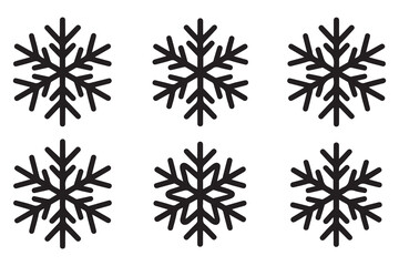 Snowflake silhouette icon, simple winter cold weather symbol isolated on white background
