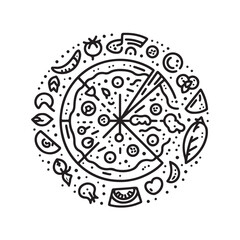 Pizza Doodle Vector | Hand-drawn Pizza Icon Set