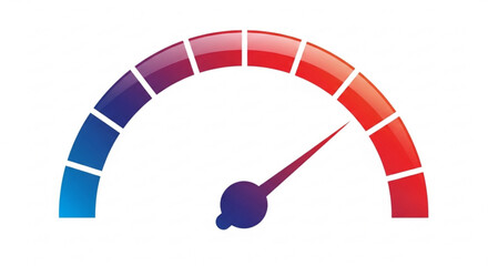 A speedometer with a vibrant gradient from blue to red, indicating increasing speed or intensity