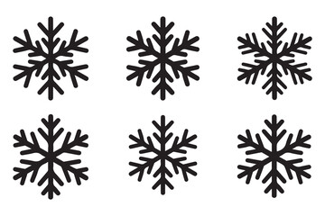 Obraz premium Snowflake silhouette icon, simple winter cold weather symbol isolated on white background 