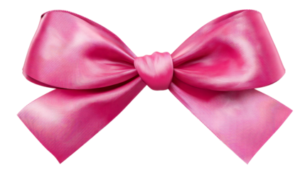 Pink ribbon bow with textured fabric, cut out transparent