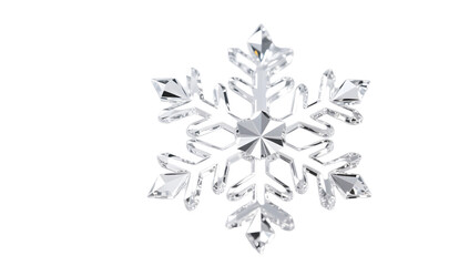 A glossy white Halloween snowflake top down view crystal details minimal commercial style white backdrop