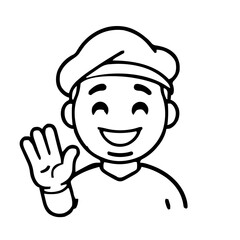 Obraz premium Emoji – person wearing beret, waving hand