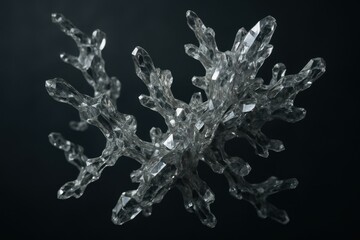 Crystalline Structure Macro Detailed Silver Mineral Formation Black Background
