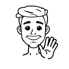 Emoji – clean-shaven person, waving hand