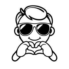Obraz premium Emoji – person with sunglasses, heart hands