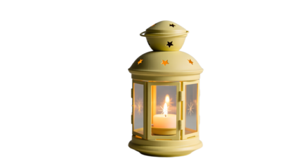A pastel yellow Halloween lantern with candlelight  warm glow matte texture light grey backdrop