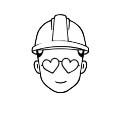 Emoji &ndash; person wearing construction hard hat, heart eyes