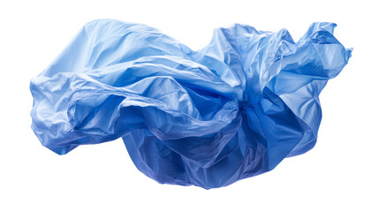 Obraz premium Flowing Blue Fabric Against White Background, cut out transparent