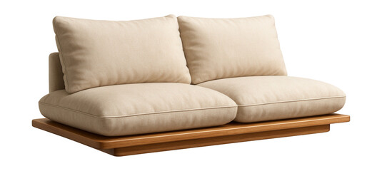 Japanese-style low floor sofa with futon cushions for a serene meditation space.