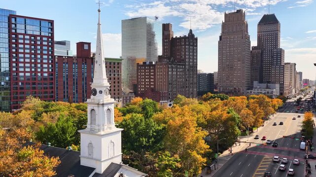 Downtown Newark during Autumn
