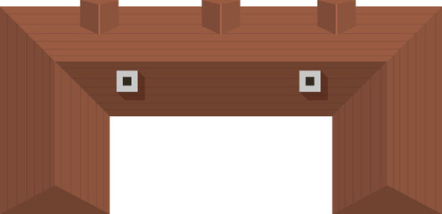 Brown wooden roof architecture with chimney top view © WinWin