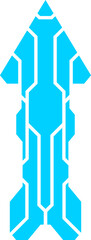 Futuristic blue arrow graphic symbolizing progression and direction