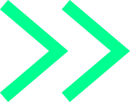 Double green chevron navigating next direction symbol