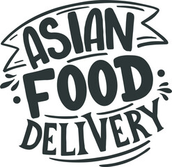 Obraz premium Asian food delivery hand lettering typography logo design