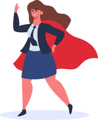Businesswoman wearing red cape showing empowerment and success
