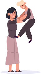 Mother and son playing games, having fun together