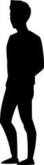 Man silhouette standing profile view waiting