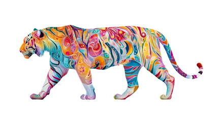 Fototapeta premium Abstract Tiger Animal Art Vibrant Color Forms, cut out transparent