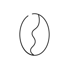 Isolated coffee bean icon. Black and white vector illustration. Breakfast. Coffee shop. Doodle style. Can be used in mobile apps, websites, and advertising.